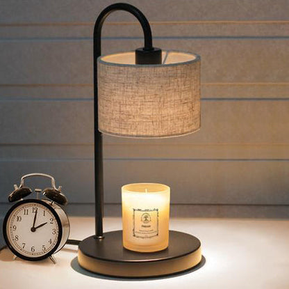 Modern Simplicity Cylinder Liftable Iron Fabric 1-Light Melting Wax Table Lamp For Bedroom