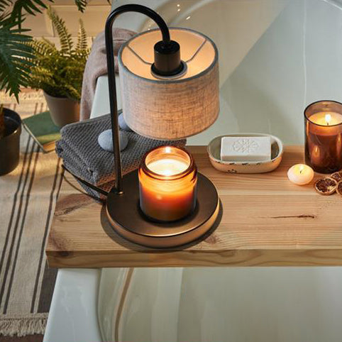 Modern Simplicity Cylinder Liftable Iron Fabric 1-Light Melting Wax Table Lamp For Bedroom