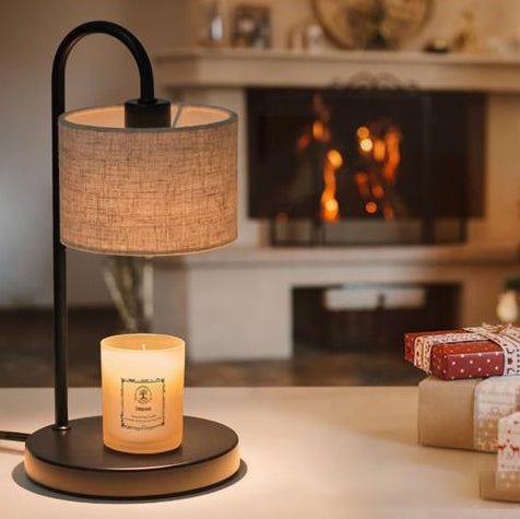 Modern Simplicity Cylinder Liftable Iron Fabric 1-Light Melting Wax Table Lamp For Bedroom