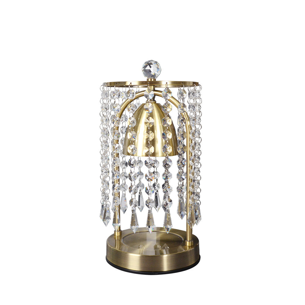 Modern Luxury Iron Crystal Curtain Conic 1-Light Melting Wax Table Lamp For Bedroom