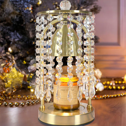 Modern Luxury Iron Crystal Curtain Conic 1-Light Melting Wax Table Lamp For Bedroom