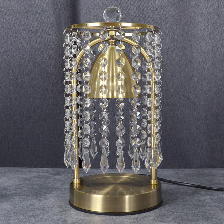Modern Luxury Iron Crystal Curtain Conic 1-Light Melting Wax Table Lamp For Bedroom