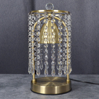 Modern Luxury Iron Crystal Curtain Conic 1-Light Melting Wax Table Lamp For Bedroom