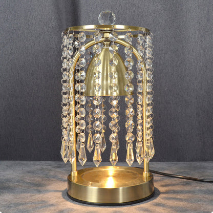 Modern Luxury Iron Crystal Curtain Conic 1-Light Melting Wax Table Lamp For Bedroom