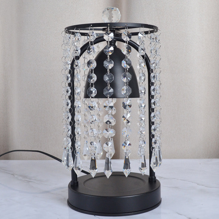 Modern Luxury Iron Crystal Curtain Conic 1-Light Melting Wax Table Lamp For Bedroom