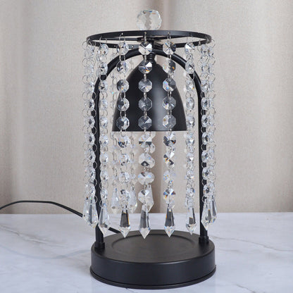 Modern Luxury Iron Crystal Curtain Conic 1-Light Melting Wax Table Lamp For Bedroom
