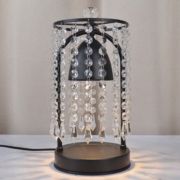 Modern Luxury Iron Crystal Curtain Conic 1-Light Melting Wax Table Lamp For Bedroom