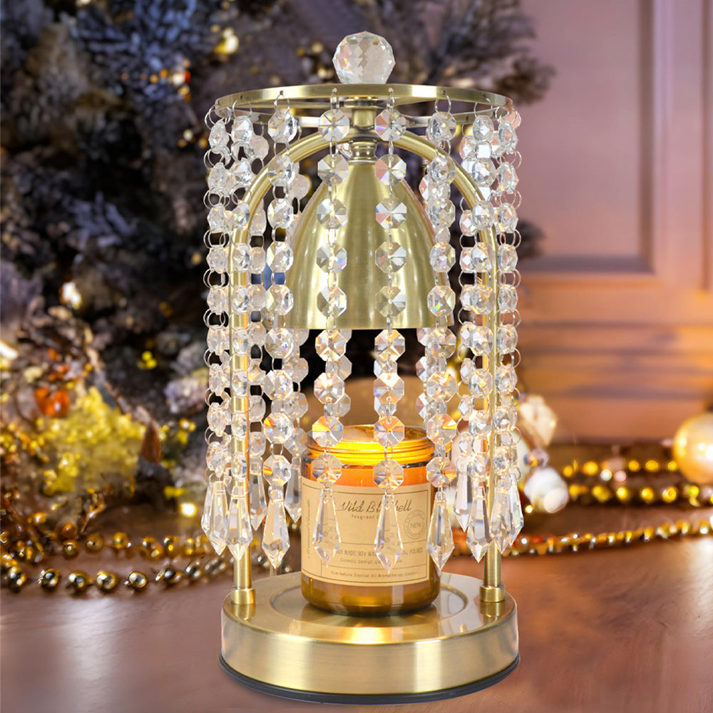 Modern Luxury Iron Crystal Curtain Conic 1-Light Melting Wax Table Lamp For Bedroom