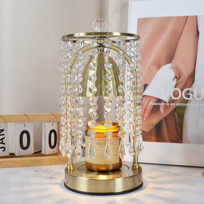 Modern Luxury Iron Crystal Curtain Conic 1-Light Melting Wax Table Lamp For Bedroom