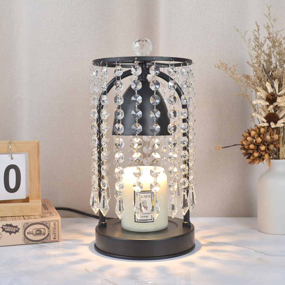 Modern Luxury Iron Crystal Curtain Conic 1-Light Melting Wax Table Lamp For Bedroom