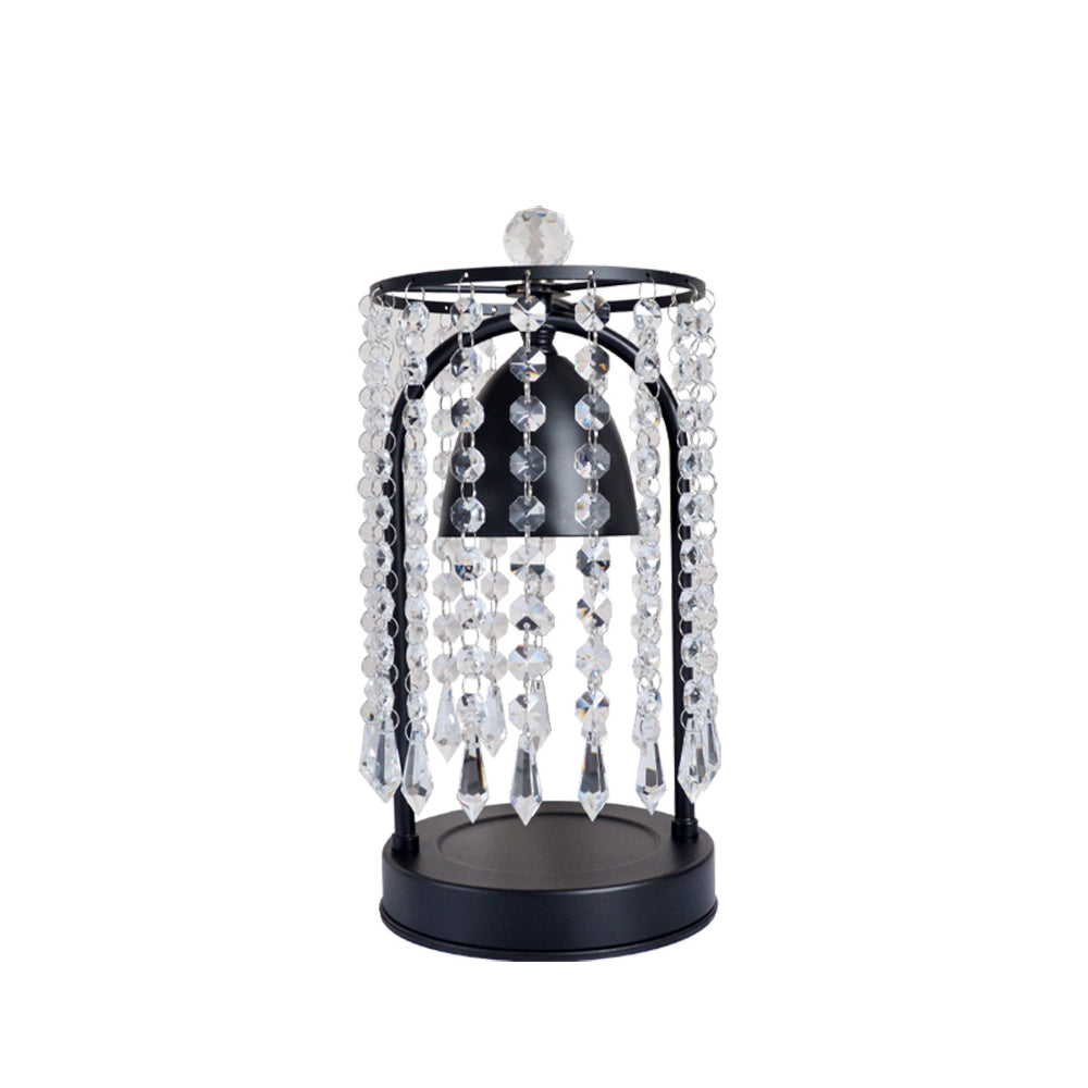 Modern Luxury Iron Crystal Curtain Conic 1-Light Melting Wax Table Lamp For Bedroom
