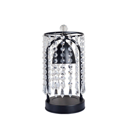 Modern Luxury Iron Crystal Curtain Conic 1-Light Melting Wax Table Lamp For Bedroom