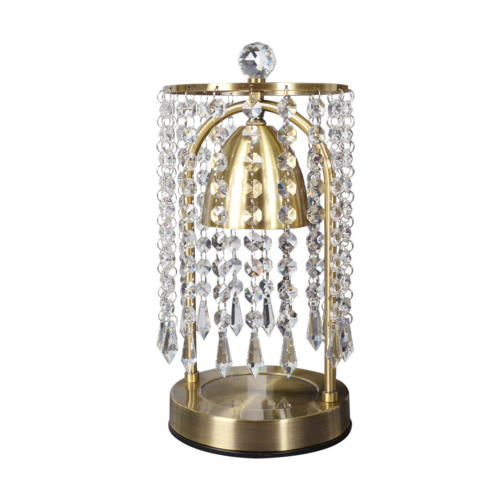 Modern Luxury Iron Crystal Curtain Conic 1-Light Melting Wax Table Lamp For Bedroom