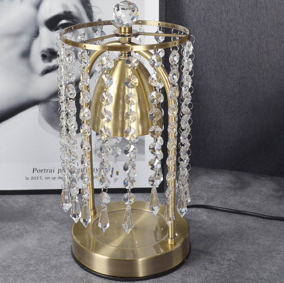 Modern Luxury Iron Crystal Curtain Conic 1-Light Melting Wax Table Lamp For Bedroom