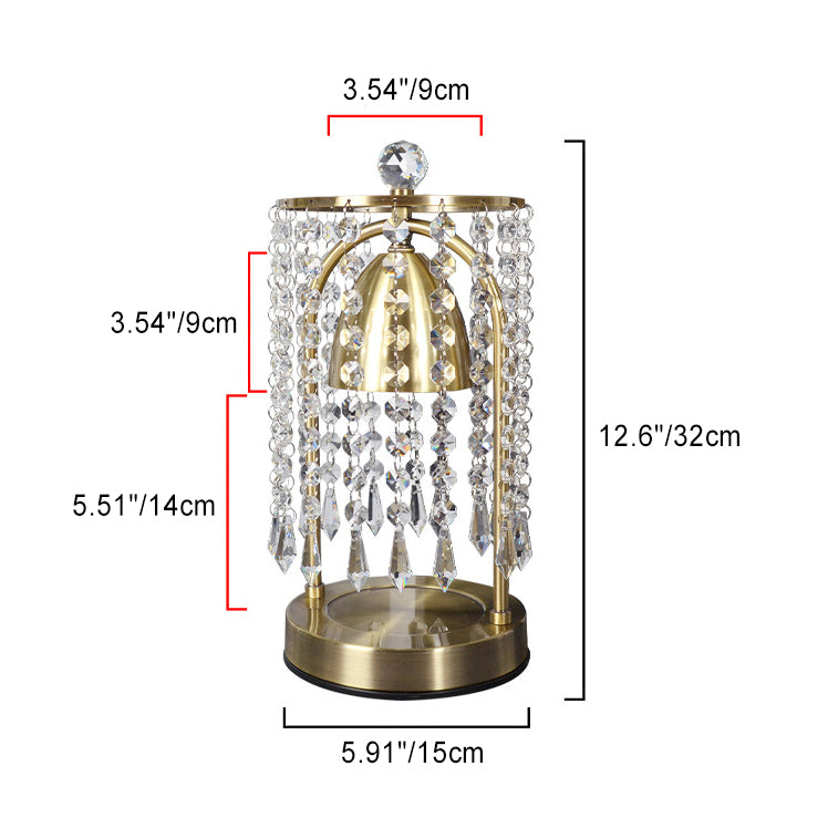 Modern Luxury Iron Crystal Curtain Conic 1-Light Melting Wax Table Lamp For Bedroom