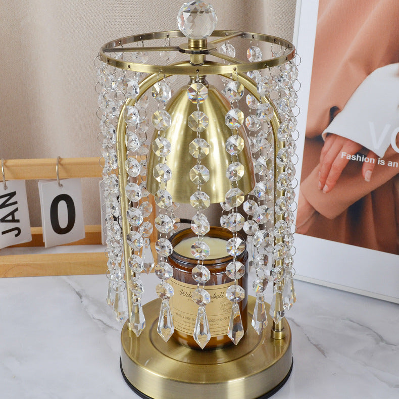 Modern Luxury Iron Crystal Curtain Conic 1-Light Melting Wax Table Lamp For Bedroom