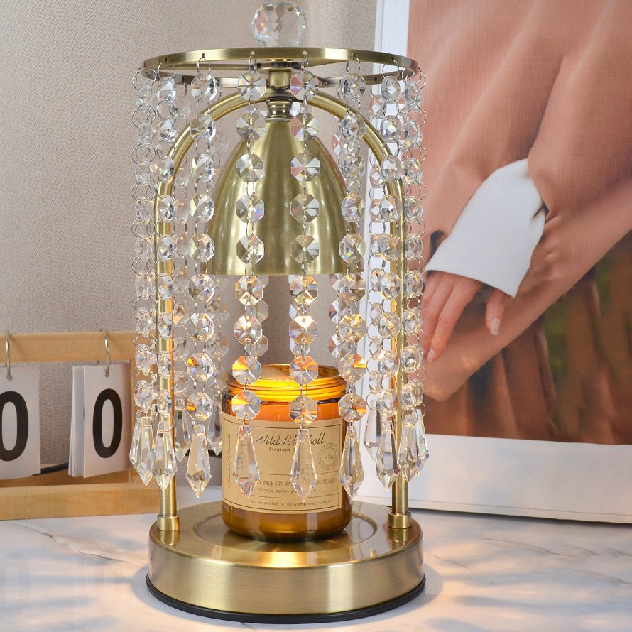 Modern Luxury Iron Crystal Curtain Conic 1-Light Melting Wax Table Lamp For Bedroom