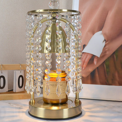 Modern Luxury Iron Crystal Curtain Conic 1-Light Melting Wax Table Lamp For Bedroom