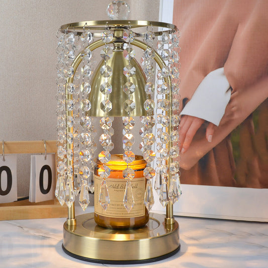 Modern Luxury Iron Crystal Curtain Conic 1-Light Melting Wax Table Lamp For Bedroom