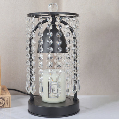 Modern Luxury Iron Crystal Curtain Conic 1-Light Melting Wax Table Lamp For Bedroom
