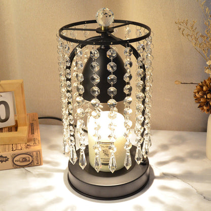 Modern Luxury Iron Crystal Curtain Conic 1-Light Melting Wax Table Lamp For Bedroom