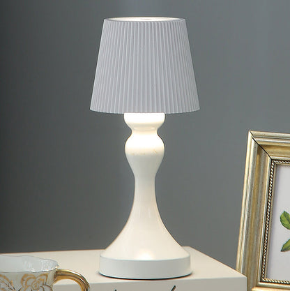 Contemporary Retro Rechargeable Iron ABS Striped Column LED Table Lamp Night Light For Bedside