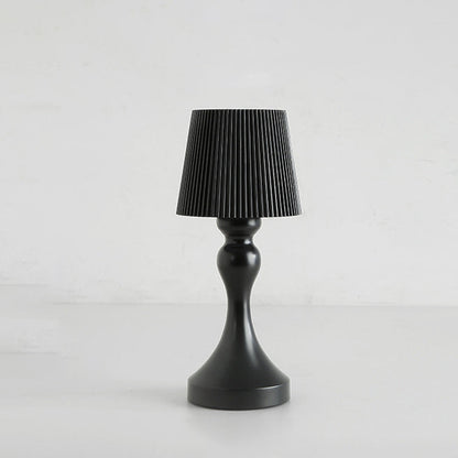 Contemporary Retro Rechargeable Iron ABS Striped Column LED Table Lamp Night Light For Bedside