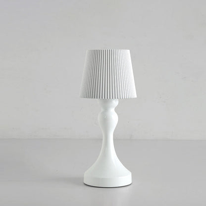 Contemporary Retro Rechargeable Iron ABS Striped Column LED Table Lamp Night Light For Bedside