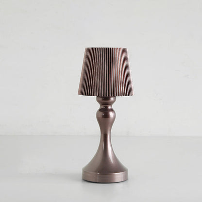 Contemporary Retro Rechargeable Iron ABS Striped Column LED Table Lamp Night Light For Bedside