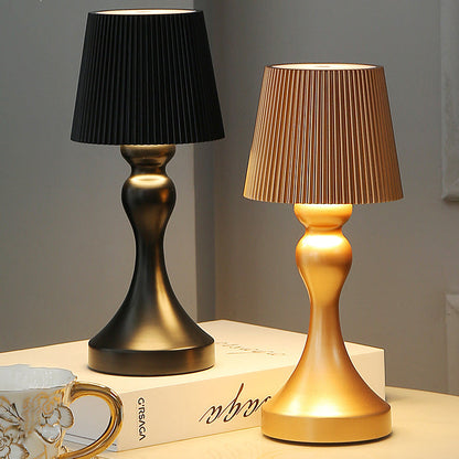 Contemporary Retro Rechargeable Iron ABS Striped Column LED Table Lamp Night Light For Bedside