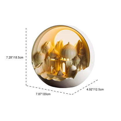 Traditional European USB Plaster Round Fairytale Castle Wedding LED Aromatherapy Table Lamp Night Light For Bedside