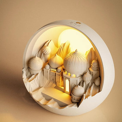Traditional European USB Plaster Round Fairytale Castle Wedding LED Aromatherapy Table Lamp Night Light For Bedside