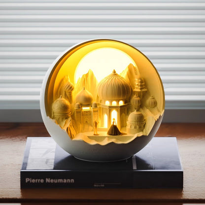 Traditional European USB Plaster Round Fairytale Castle Wedding LED Aromatherapy Table Lamp Night Light For Bedside