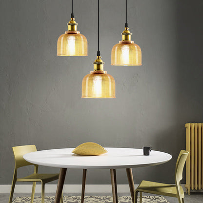 Contemporary Retro Metal Glass Frosted Dome Cap 1-Light Pendant Light For Dining Room