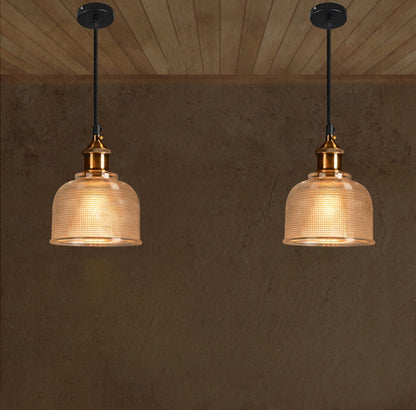 Contemporary Retro Metal Glass Frosted Dome Cap 1-Light Pendant Light For Dining Room