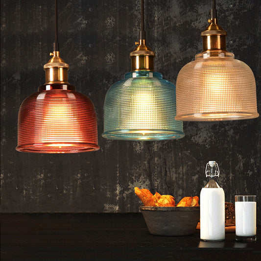 Contemporary Retro Metal Glass Frosted Dome Cap 1-Light Pendant Light For Dining Room