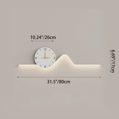 Contemporary Creative Iron Acrylic Line Clock LED Wall Sconce Lamp For Living Room