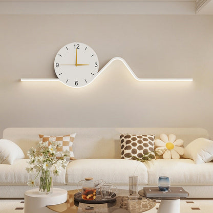 Contemporary Creative Iron Acrylic Line Clock LED Wall Sconce Lamp For Living Room