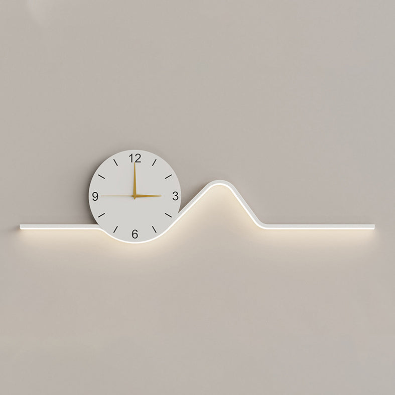 Contemporary Creative Iron Acrylic Line Clock LED Wall Sconce Lamp For Living Room