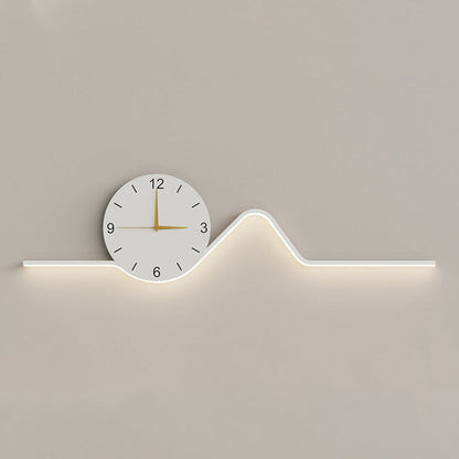 Contemporary Creative Iron Acrylic Line Clock LED Wall Sconce Lamp For Living Room