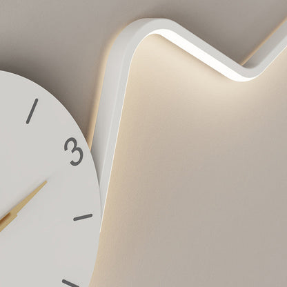 Contemporary Creative Iron Acrylic Line Clock LED Wall Sconce Lamp For Living Room