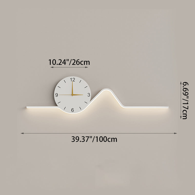 Contemporary Creative Iron Acrylic Line Clock LED Wall Sconce Lamp For Living Room