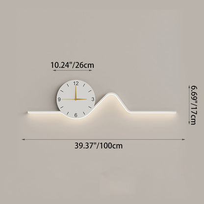 Contemporary Creative Iron Acrylic Line Clock LED Wall Sconce Lamp For Living Room