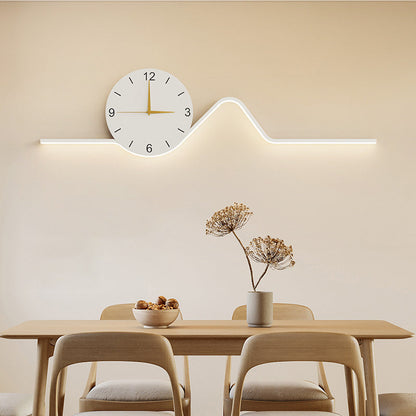 Contemporary Creative Iron Acrylic Line Clock LED Wall Sconce Lamp For Living Room