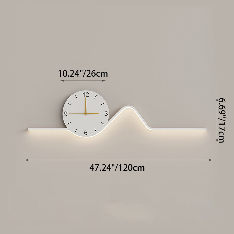 Contemporary Creative Iron Acrylic Line Clock LED Wall Sconce Lamp For Living Room