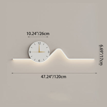 Contemporary Creative Iron Acrylic Line Clock LED Wall Sconce Lamp For Living Room