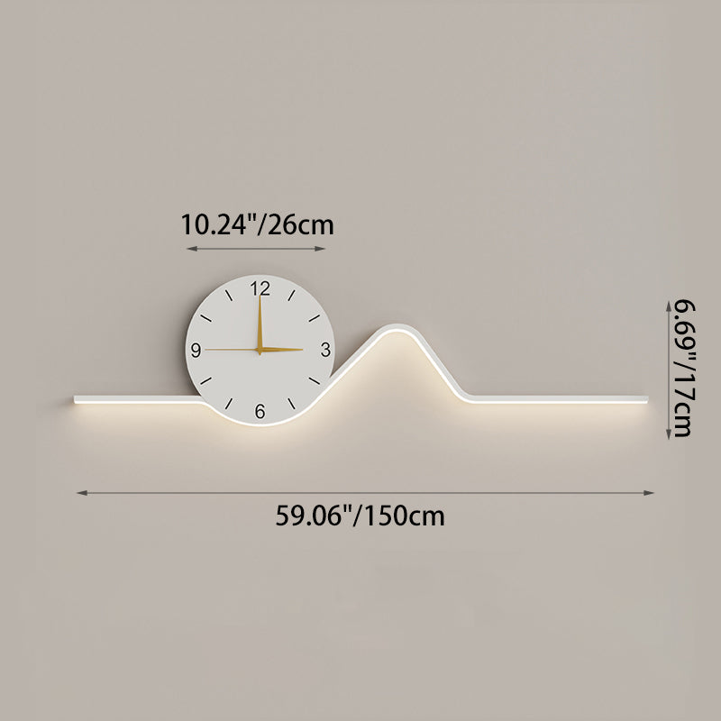 Contemporary Creative Iron Acrylic Line Clock LED Wall Sconce Lamp For Living Room