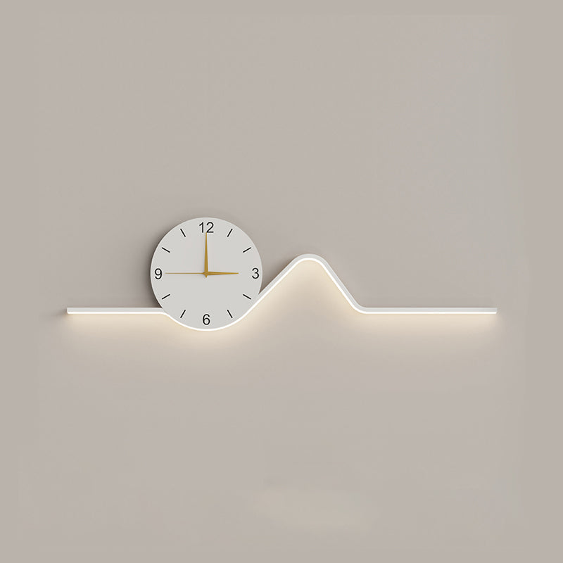 Contemporary Creative Iron Acrylic Line Clock LED Wall Sconce Lamp For Living Room