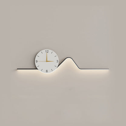 Contemporary Creative Iron Acrylic Line Clock LED Wall Sconce Lamp For Living Room