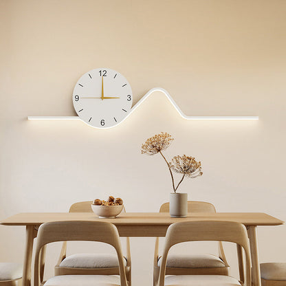 Contemporary Creative Iron Acrylic Line Clock LED Wall Sconce Lamp For Living Room